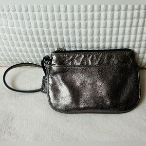 COACH Metallic Brown Leather Wristlet